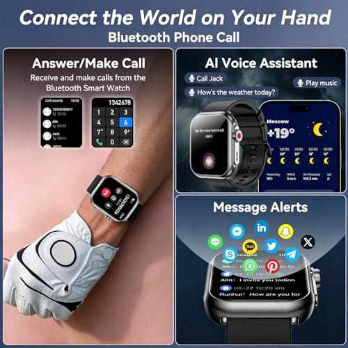 Image of Jacoosa Smart Watch with 1000mAh Large Capacity Battery, Fitness Tracker with Heart Rate Monitor, Sleep Monitor, IP67 Waterproof, Smart Notifications for iOS & Android Phones (Black)