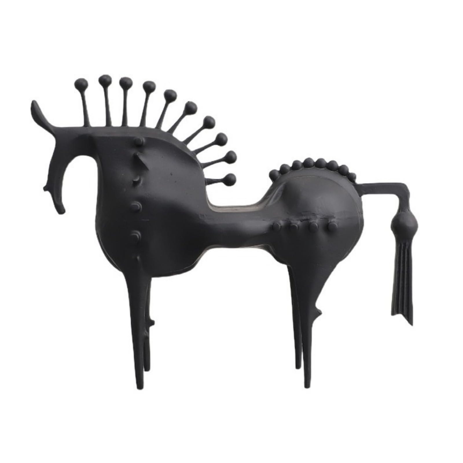 LOVIVER Escultura de Caballo Abstracto Figura Estatua Adorno Ornamento con Diseño Artístico Contemporáneo y Textura Mate con Puntos en Relieve Adecuada para, Negro, 20 6.5