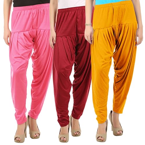 Image of Buy That Trendz Patiyala Pants for Women 3 Combo Patiyala Salwar Harem Viscose Bottoms Pants for Women