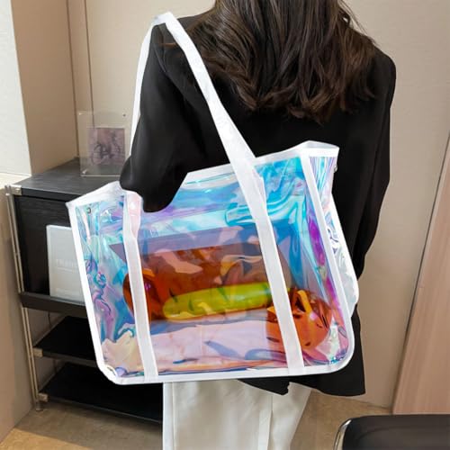 ONEART Holographic Clear Tote Bags, Waterproof Shoulder Bag, Clear Tote Bag with Zipper, Unisex Handbag4