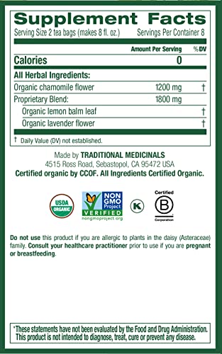 Image of Traditional Medicinals Organic Chamomile with Lavender Herbal Tea, 16 Tea Bags (Pack of 2)