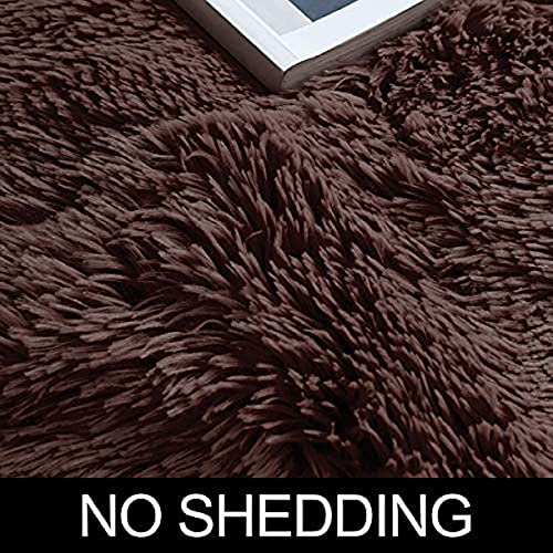 Image of Round Carpet Rugs for Bedroom, Fluffy Circle Rug for Kids Room, Shaggy Throw Rug for Nursery Room, Red- Plain 2inch Piles Hight (5 x 5 feet)