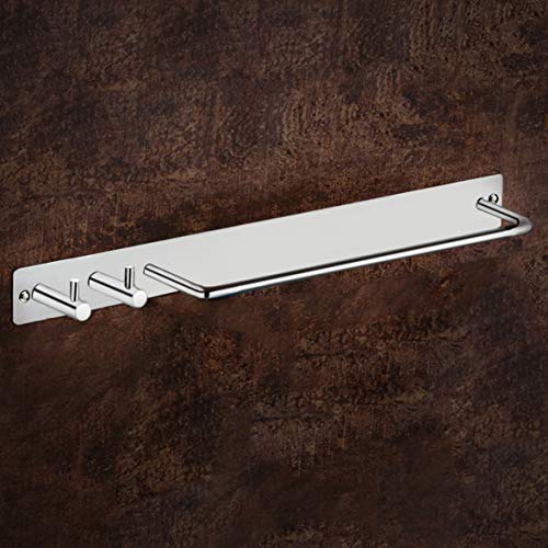 Image of Plantex Stainless Steel Single Towel Rod with Hooks for Bathroom /Towel Stand for Kitchen /Towel Hanger /Hook Rail /Bathroom Accessories (Matt Finish)