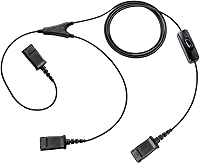 Vista 5 de VoiceJoy Cable de desconexión rápida para auriculares de centro de llamadas, adaptador divisor en Y, cable de supervisor de entrenamiento con botón