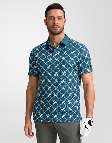 Image of Obla Mens Golf Polo Shirts Short Sleeve Dry Fit Performance Moisture Wicking Casual Print Collared Golf Shirts for Men