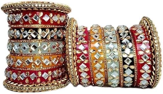 Chuda Set, Rajasthani Bangles,Royal Rajputi Kundan Choora,5 colour Chuda,Trending Multicolour Chuda for women by The Great Indian Store