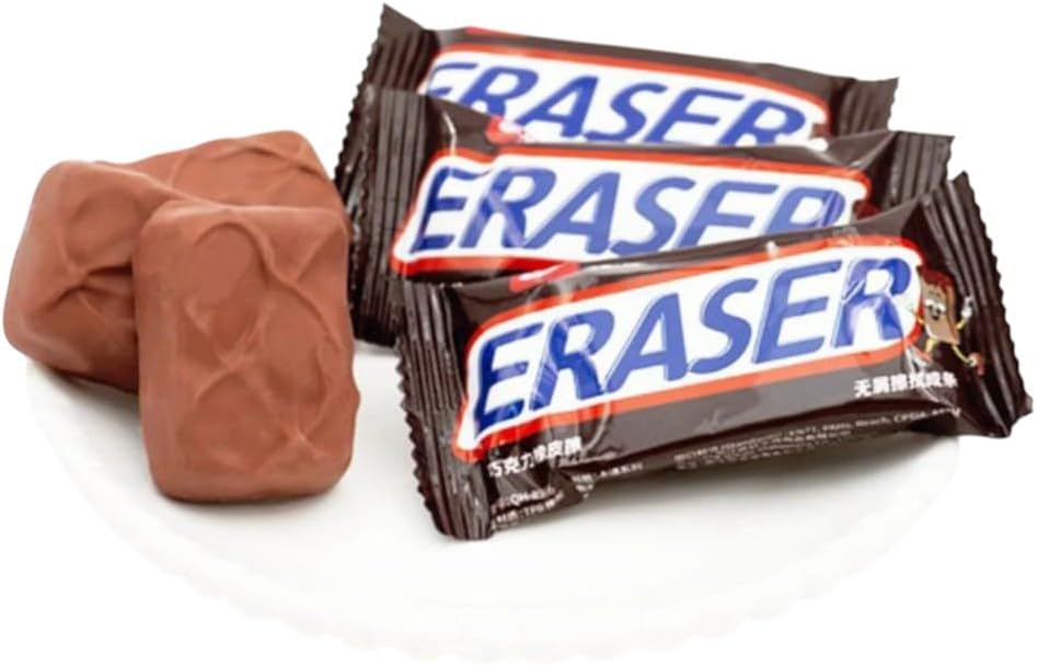 6 Pieces Snickers Chocolate Shape Pencil Erasers, Non-Toxic Rubber,Chocolate Design Perfect for Birthday Classroom and School Supply for Kids 3+ Years