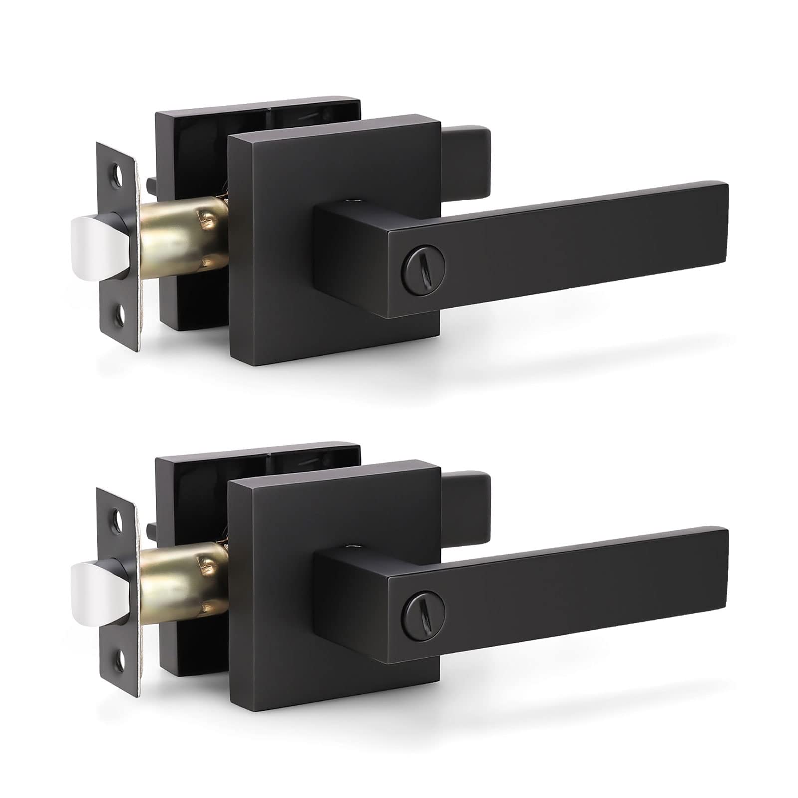 KNOBWELL Matte Black Privacy Door Knobs - Lock Included -4