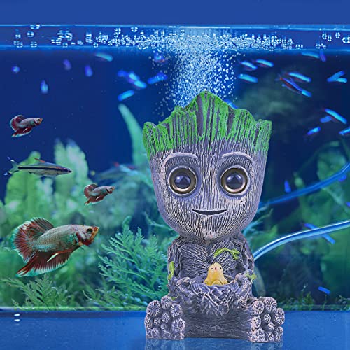 Nerissa Aquarium Air Bubbler Decorations Fish Tank Air Bubbler Resin Groot Crafts with Air Bubbler Stone for Aquarium Fish Tank Decor - Image 5