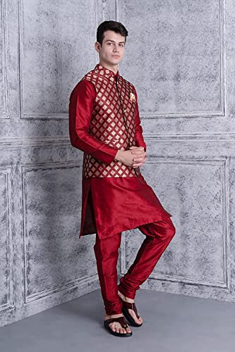 Image of Uri and MacKenzie Men's Silk Blend Kurta Pajama with Designer Ethnic Nehru Jacket /Modi Jacket