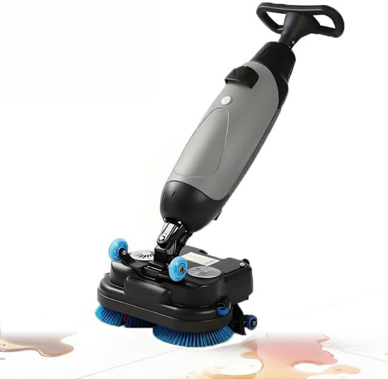 Electric Floor Cleaner Machine, Walk-Behind Commercial Scrubber Buffer Polisher with Dual Brushes and Pads, Cordless Rechargeable Lithium Battery