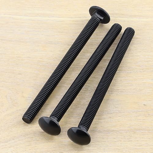 Image of 3 /8-16 x 4-1 /2 inch Black Steel Carriage Bolts, 304 Stainless Steel 18-8, Round Domed Head Square Neck Carriage Bolts Screws, Coarse Thread UNC, 8 PCS