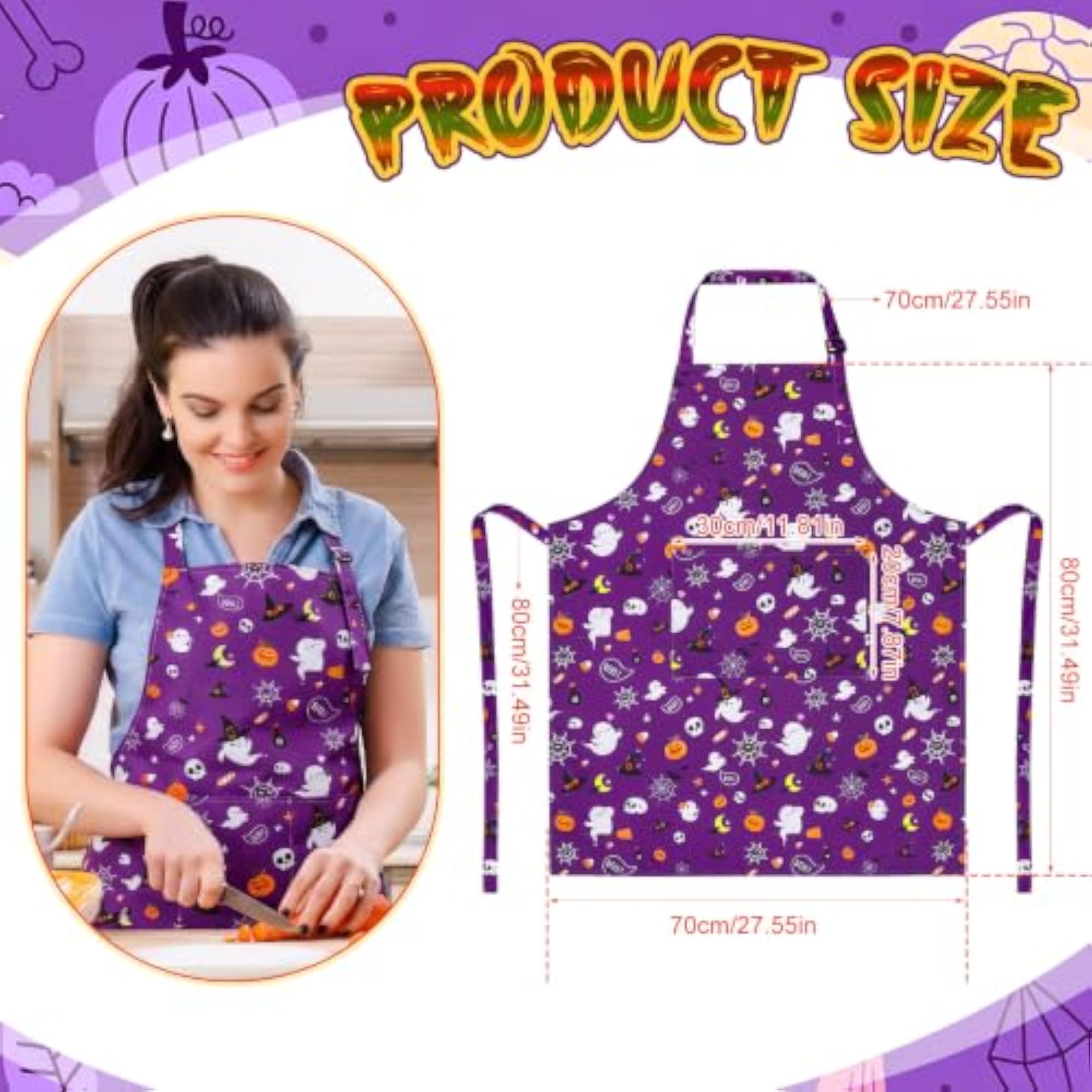 Halloween Apron, Funny Ghost Apron with Pockets