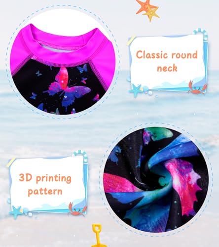 Image of UNIFACO Toddler Girls Swimsuit Rashguard Set Summer Beach Breathable Tankini with UPF 50+ Sun Protection 2-8T