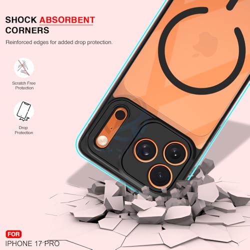 Image of AESTMO iPhone 17 Pro Back Cover | 360 Protection | Crystal Clear Hard Back Transparent | Compatible with MagSafe Accessories (PC+TPU, Black Bumper)