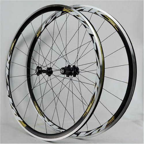 NBTRXWAFR 700C Superlight Road Racing Bike Wheelset Rim,Rueda De Bicicleta C/V Freno 7-11Speed Cassette Hubs Rodamiento Sellado 6T QR Juego De Ruedas,Negro