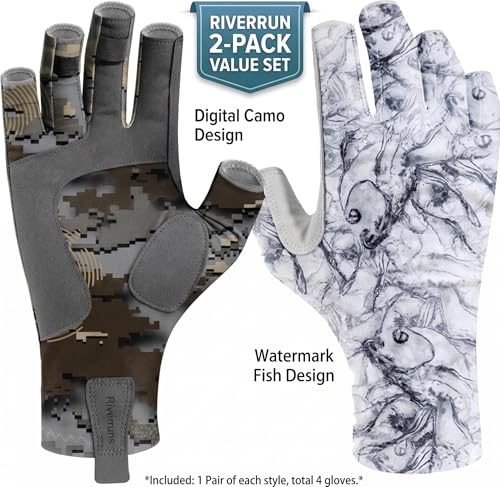 Riverruns 2pack Fishing Gloves (2, Fishwater+Hailstorm, Large) - image 2