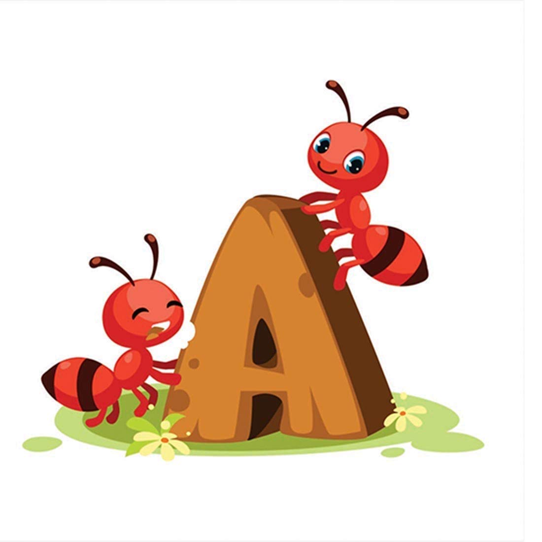 Artway Alphabets A to Z Big Size Wall Stickers with Cute Animals for Baby Room Décor 60 cm x 60 CM Multicolor (Multicolor_1)