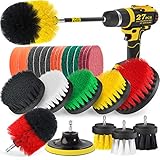 Holikme 27Piece Drill Brush Attachments Set,Scrub Pads & Sponge, Power Scrubber Brush with Extend Long Attachment All Purpose Clean for Grout, Tiles, Sinks, Bathtub, Bathroom, Kitchen