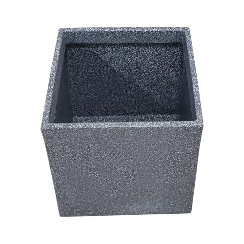 Image of Harshdeep Roto Pots - Quebec Square - Highly Durable, Lightweight 10 Inch Planter for Indoor Outdoor Home Balcony Garden Decor, UV Resistant Stone Finish (Grey Stone, Small)