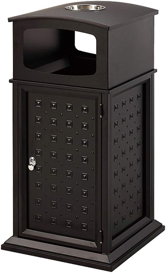 Waste Bins,Outdoor Ashtray Indoor and Outdoor Trash Cans Classical Indoor and Outdoor Trash Cans with Ashtray Commercial Stainless Steel Garbage Can Decometal Panel for Coffee Houses Campuses/C/a