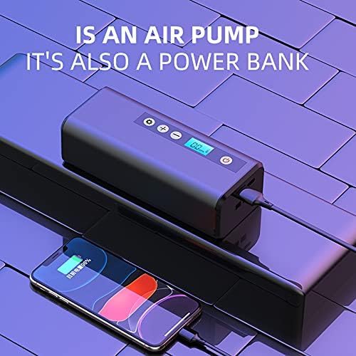 Image of Mini Portable Electric Air Pump, 4000mAH Tire Inflator 150PSI Air Compressor Rechargeable with Emergency LED Light for Car, Bike, Balloons and Other Inflatables