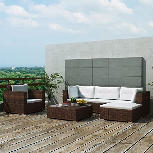 CINDERFUL Gartenmöbel Set 6-TLG. Garten-Lounge-Set mit Auflagen Poly...