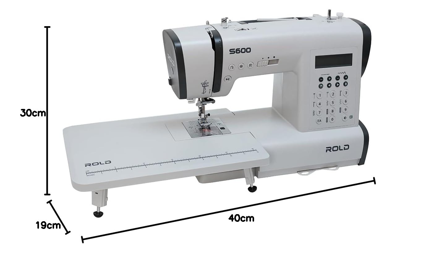 ROLD S600 Computernähmaschine – 197 Stichprogramme, 7 automatische Knopflöcher, Horizontalgreifer, automatischer Nadeleinfädler & Start/Stopp-Taste | Metallrahmen & LED-Beleuchtung