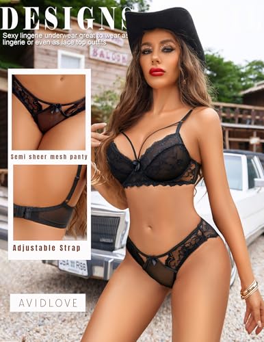 Avidlove Lingerie Sets For Women Sexy 2 Piece Bra And Panty Lace Underwear Sets Underwired Babydoll Outfits S-XXL3