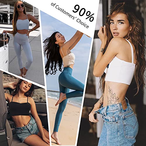 Women's Longline Sports Bra Medium Support - Padded Yoga Bra Crop Tank Top With Built In Shelf Bra Tank Top (X-Large, White) #TOP4