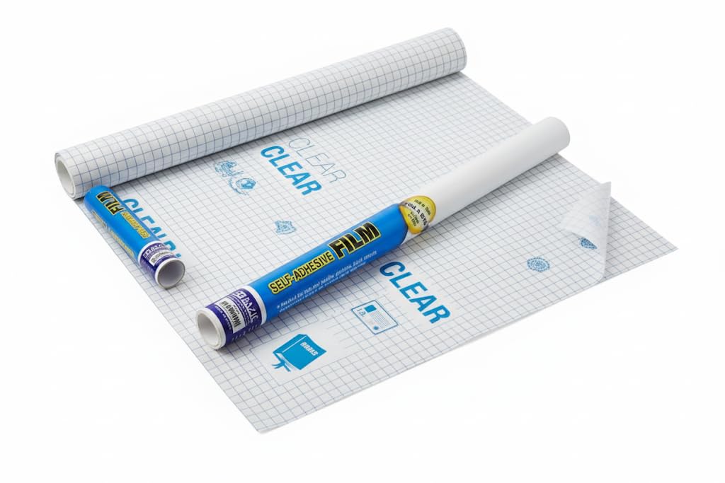 BAZIC Products Book Wrap - Clear Book Cover Self Adhesive Book Protector for Book Covers for Paperbacks, Plastic Cover for Books, Clear Contact Paper Peel and Stick, 17.5" x 1.7 Yard Roll, 1-Roll