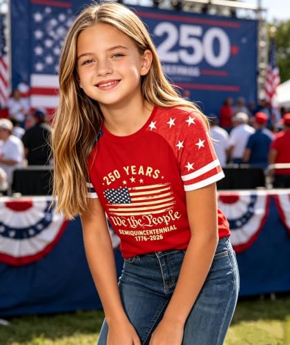 Image of Kids 250th Anniversary USA Shirts Boys Girls USA Shirt 4th of July Outfits Cute Patriotic Top