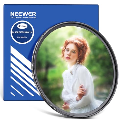 Image of NEEWER 43mm Black Diffusion 1 /4 Filter for Mist Cinematic Effect Filter, Ultra Slim Optical Glass Multiple Nano Coatings for Video Vlog Portrait Photography