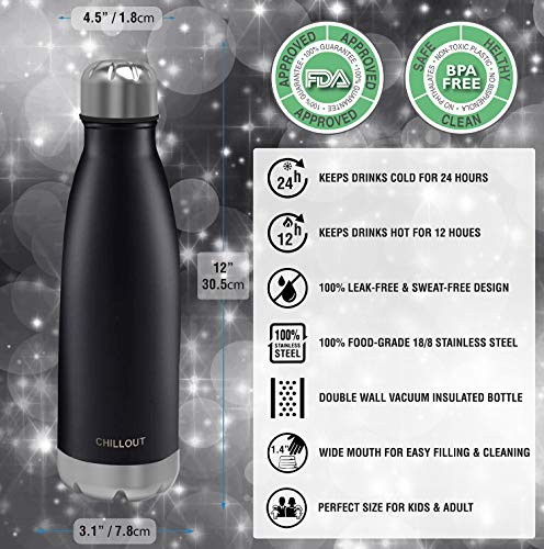 Image of CHILLOUT LIFE 25oz Insulated Stainless Steel Water Bottle, Leak Proof