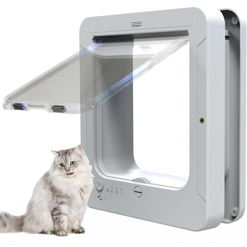 Porta per animali domestici con rilevamento RFID con design antivento e silenzioso, alimentato a batteria per un accesso sicuro agli animali domestici