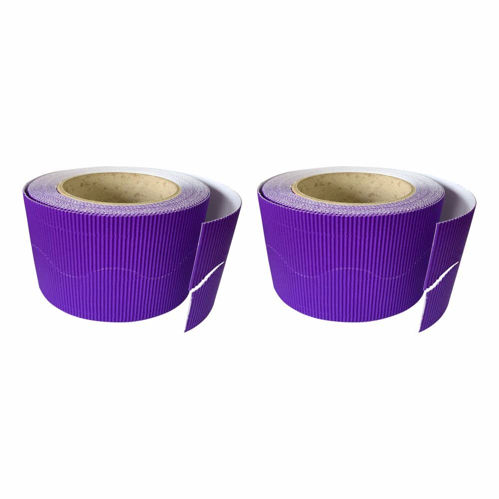 3 Ace Crafts (Pack of 2) Corrugated Display Borders Roll (Purple) Size 57mm x 15m - School Classroom Decoration, Bulletin Boards & Crown Making Crafts, Scalloped Edge Border Rolls Fade Resistant — image 1