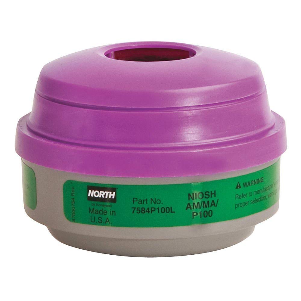 North by Honeywell 7584P100L Ammonia & Methylamine Cartridges with P100 Filter Plastic, Universal, Green/Purple (Pack of 2)