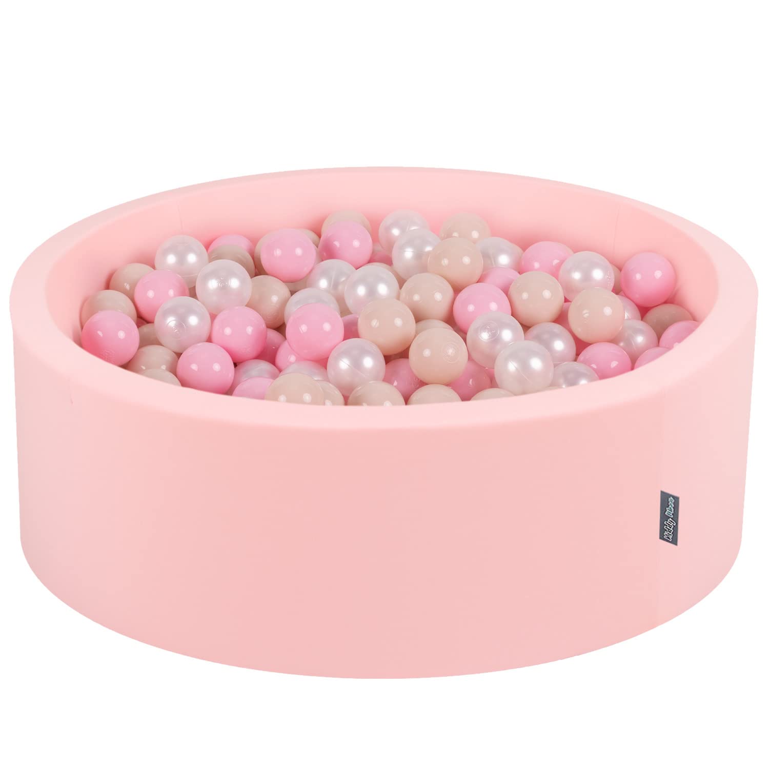 KiddyMoon 90X30cm/300 Balls ∅ 7Cm / 2.75In Baby Foam Ball Pit Made In EU, Pink:Pastel Beige/Light Pink/Pearl — image 1