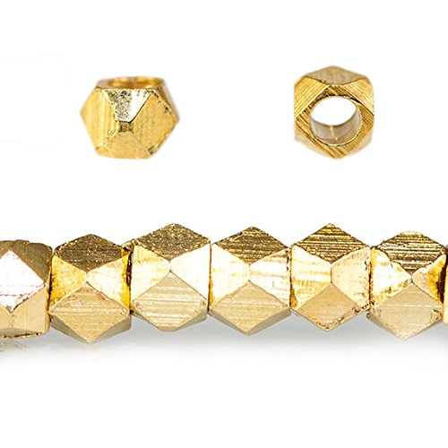 2.5mm 22kt Gold Plated Copper Faceted Nugget Beads 8 inch 86 Beads