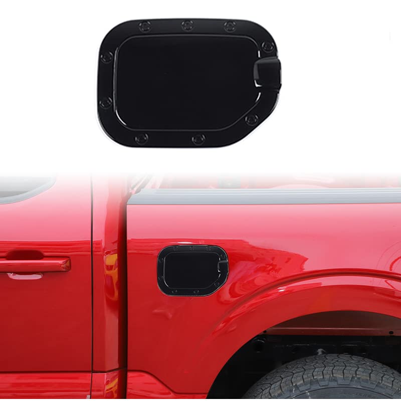 Linskip Fuel Tank Cap Cover Compatible with Ford F150 2021 2022 2023, Sporty Style Gas Door Cover, Exterior Accessories(Black B)