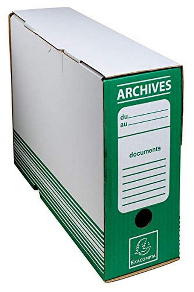 Exacompta 50 Scatole Archivio Kraft Verde A4 Dorso 80 mm Consegnate Piatte