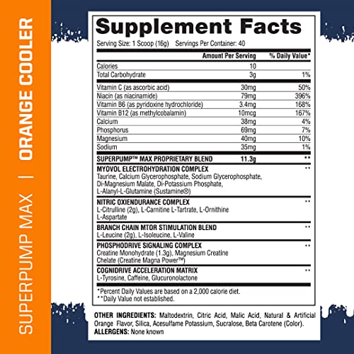 Image of Gaspari Nutrition SuperPump MAX, The Ultimate Pre Workout Powder, Sustained Energy Preworkout, Nitric Oxide Booster, Muscle Growth, Recovery & Replenishes Electrolytes (40 Serving, Orange Cooler)