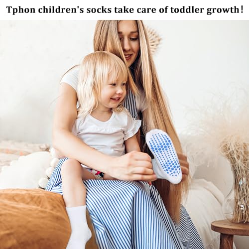 Tphon Toddler Socks with Grippers Toddler Boy Socks for Baby Children 12 Pairs Kids Anti Skid Sock 0-7 Years4