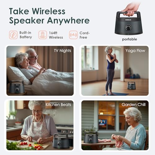 Image of SIMOLIO 621D Plus Wireless Speakers for TV for Seniors - Bluetooth TV Speakers for Hard of Hearing, Elderly, 3 EQ Modes, Dialog Enhancer, Portable Speaker for TVs, 164ft Range, Bluetooth Connectivity