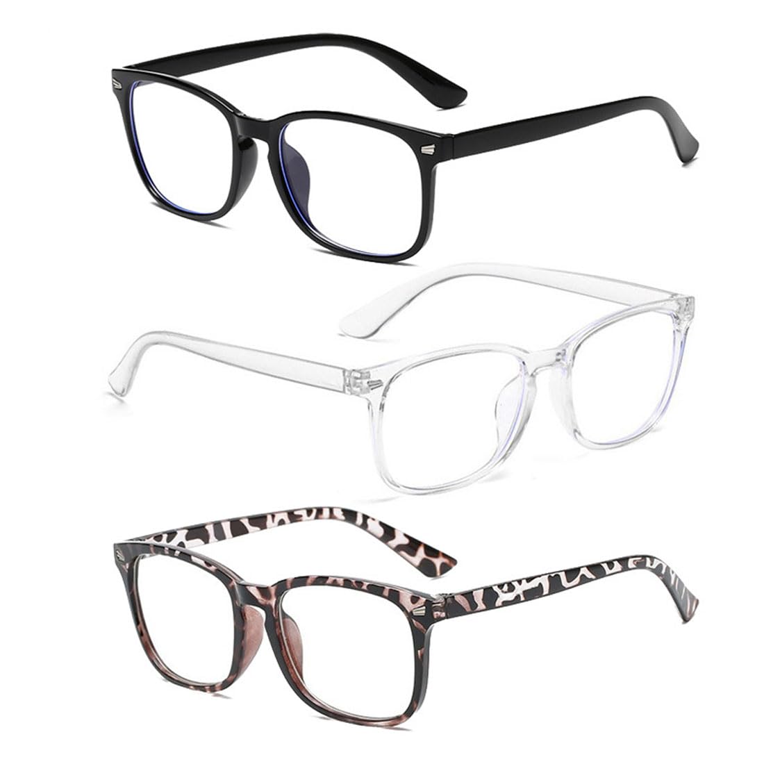 SCJJZ Gafas de protección contra la luz Azul,Gafas Anti-luz Azul para Hombres y Mujeres, Gafas Planas, Gafas de luz Azul para computadora (3 Piezas)