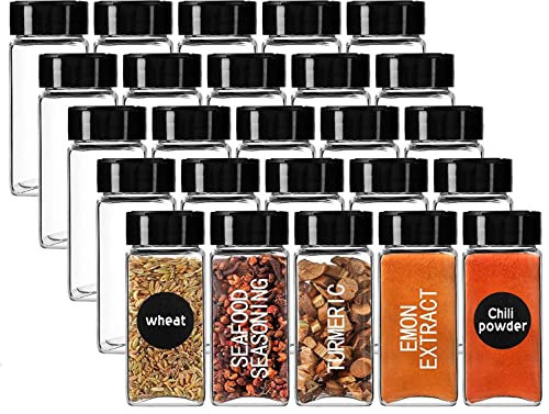 Image of KELVEE Glass Spice Jars With Black Plastic Shaker Lids Pack of 10, 100 ML Flip Top Square Spice Bottles, Seasoning Spice Containers For Kitchen,Storing Spice (10)