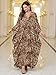 KEYLORTING Women’s Kaftan Beach Cover Up Dress Plus Size Summer Swimsuit Loungewear Maxi Dress Brown Leopard