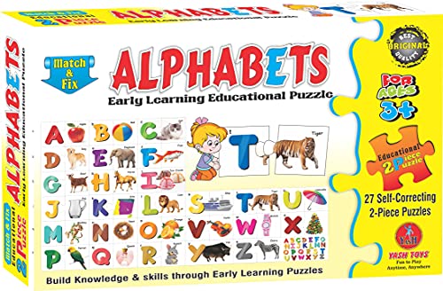 Image of Educational Alphabets Match & fIx 27 Self Correcting 2 Piece Puzzle for Kids (Alphabets)
