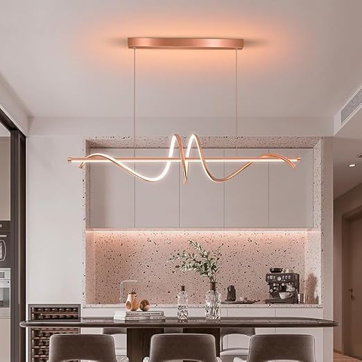 Image of Rose Gold Chandelier for Living Room Modern, Dining Room, Hanging Lights for Living Room Smart Voice Assist (Google, Alexa), App Control (Warm, Cold, Natural)