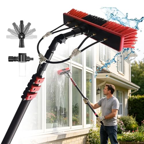 Poteau extensible en fibre de carbone à alimentation d'eau pour nettoyage de panneau solaire